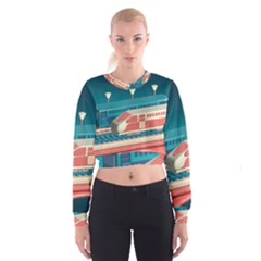 Bridge Transportation Train Toys Cropped Sweatshirt