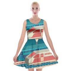 Bridge Transportation Train Toys Velvet Skater Dress