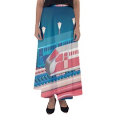 Bridge Transportation Train Toys Flared Maxi Skirt by Modalart