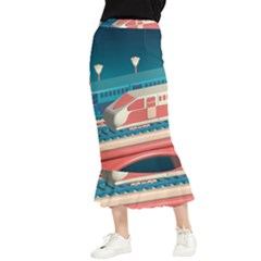 Bridge Transportation Train Toys Maxi Fishtail Chiffon Skirt by Modalart