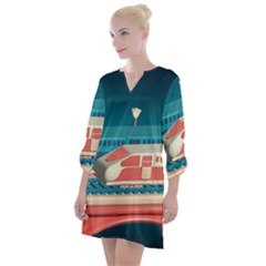 Bridge Transportation Train Toys Open Neck Shift Dress by Modalart