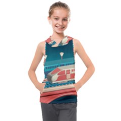 Bridge Transportation Train Toys Kids  Sleeveless Hoodie by Modalart