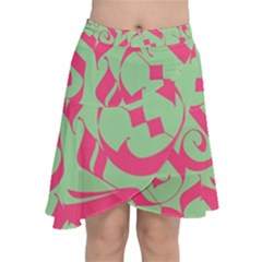 Pattern Ornament Gothic Style Elegant Font Tattoos Chiffon Wrap Front Skirt