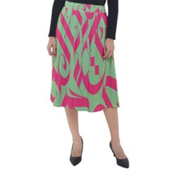 Pattern Ornament Gothic Style Elegant Font Tattoos Classic Velour Midi Skirt 