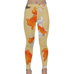 Gold Fish Seamless Pattern Background Classic Yoga Leggings by Bedest