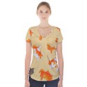 Gold Fish Seamless Pattern Background Short Sleeve Front Detail Top View1