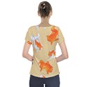 Gold Fish Seamless Pattern Background Short Sleeve Front Detail Top View2