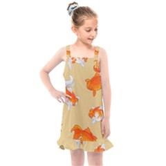 Gold Fish Seamless Pattern Background Kids  Overall Dress by Bedest