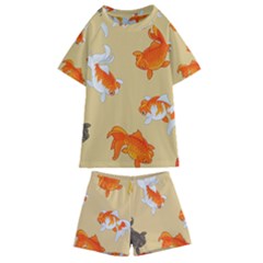 Gold Fish Seamless Pattern Background Kids  Swim T-shirt And Shorts Set by Bedest