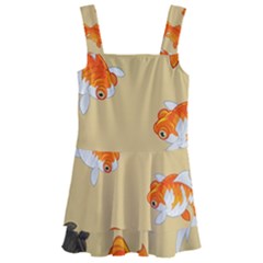 Gold Fish Seamless Pattern Background Kids  Layered Skirt Swimsuit by Bedest