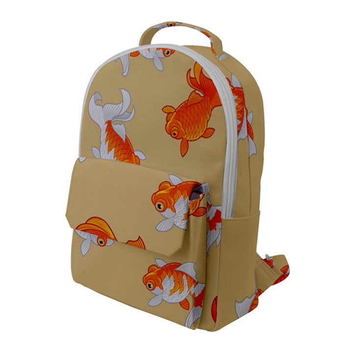 Gold Fish Seamless Pattern Background Flap Pocket Backpack (Large)