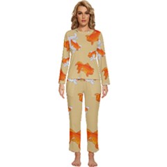 Gold Fish Seamless Pattern Background Womens  Long Sleeve Lightweight Pajamas Set by Bedest