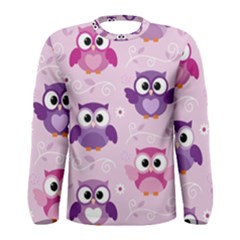 Seamless Cute Colourfull Owl Kids Pattern Men s Long Sleeve T-shirt by Bedest