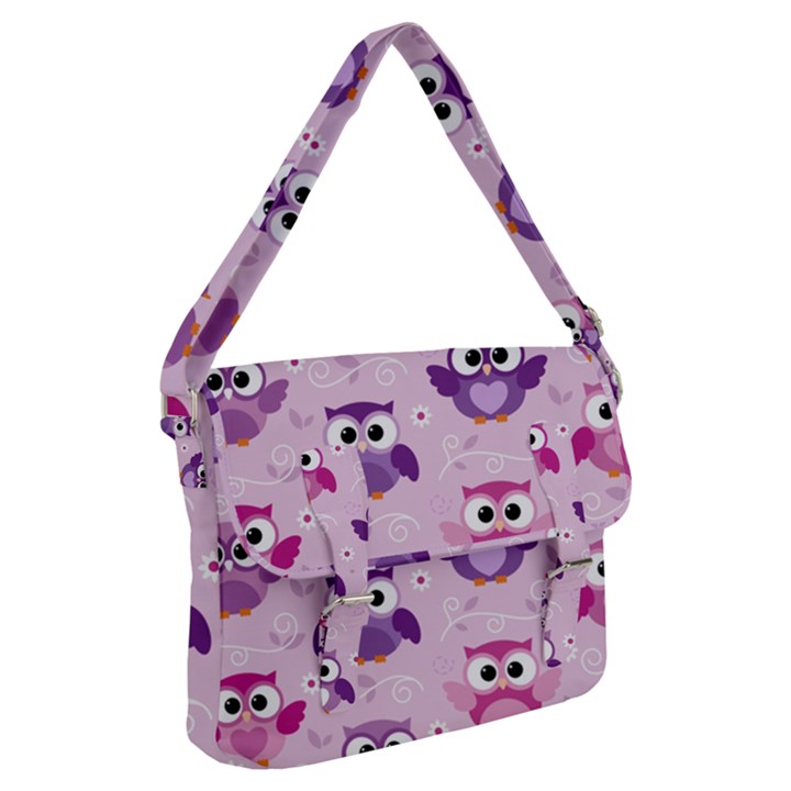 Seamless Cute Colourfull Owl Kids Pattern Buckle Messenger Bag