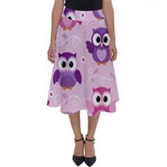 Seamless Cute Colourfull Owl Kids Pattern Perfect Length Midi Skirt by Bedest