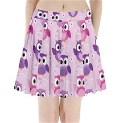 Seamless Cute Colourfull Owl Kids Pattern Pleated Mini Skirt by Bedest