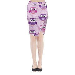 Seamless Cute Colourfull Owl Kids Pattern Midi Wrap Pencil Skirt by Bedest