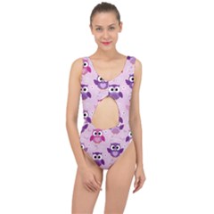 Seamless Cute Colourfull Owl Kids Pattern Center Cut Out Swimsuit by Bedest