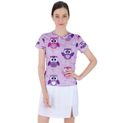 Seamless Cute Colourfull Owl Kids Pattern Women s Sports Top by Bedest