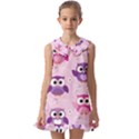 Seamless Cute Colourfull Owl Kids Pattern Kids  Pilgrim Collar Ruffle Hem Dress View1