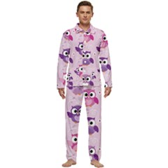 Seamless Cute Colourfull Owl Kids Pattern Men s Long Sleeve Velvet Pocket Pajamas Set by Bedest