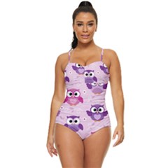 Seamless Cute Colourfull Owl Kids Pattern Retro Full Coverage Swimsuit by Bedest