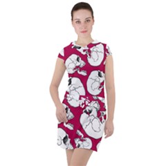 Terrible Frightening Seamless Pattern With Skull Drawstring Hooded Dress by Bedest