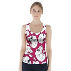 Terrible Frightening Seamless Pattern With Skull Racer Back Sports Top by Bedest