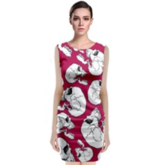 Terrible Frightening Seamless Pattern With Skull Sleeveless Velvet Midi Dress by Bedest