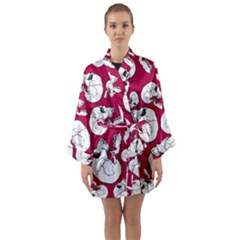 Terrible Frightening Seamless Pattern With Skull Long Sleeve Satin Kimono by Bedest