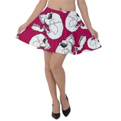 Terrible Frightening Seamless Pattern With Skull Velvet Skater Skirt