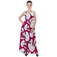 Terrible Frightening Seamless Pattern With Skull Empire Waist Velour Maxi Dress by Bedest