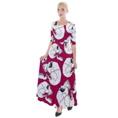 Terrible Frightening Seamless Pattern With Skull Half Sleeves Maxi Dress by Bedest