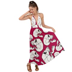 Terrible Frightening Seamless Pattern With Skull Backless Maxi Beach Dress by Bedest