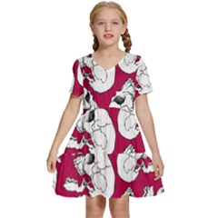 Terrible Frightening Seamless Pattern With Skull Kids  Short Sleeve Tiered Mini Dress by Bedest