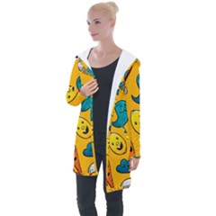 Graffiti Characters Seamless Ornament Longline Hooded Cardigan by Bedest