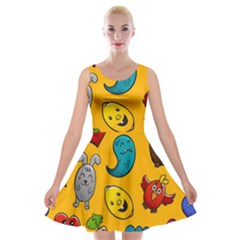 Graffiti Characters Seamless Ornament Velvet Skater Dress by Bedest