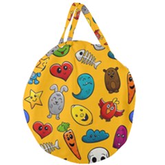 Graffiti Characters Seamless Ornament Giant Round Zipper Tote by Bedest