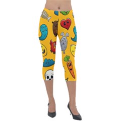 Graffiti Characters Seamless Ornament Lightweight Velour Capri Leggings  by Bedest