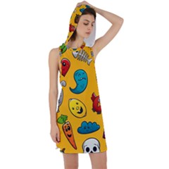 Graffiti Characters Seamless Ornament Racer Back Hoodie Dress by Bedest