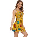 Graffiti Characters Seamless Ornament Ruffle Edge Bra Cup Chiffon Mini Dress View3