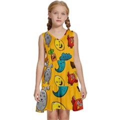 Graffiti Characters Seamless Ornament Kids  Sleeveless Tiered Mini Dress by Bedest