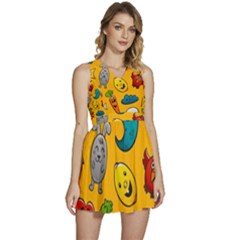 Graffiti Characters Seamless Ornament Sleeveless High Waist Mini Dress by Bedest