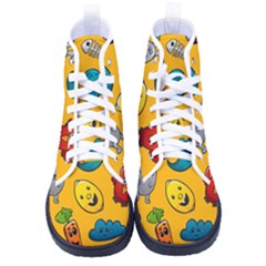 Graffiti Characters Seamless Ornament Kid s High-top Canvas Sneakers by Bedest