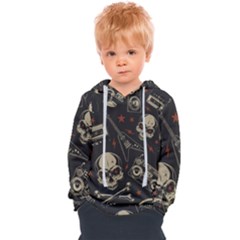 Grunge Seamless Pattern With Skulls Kids  Overhead Hoodie