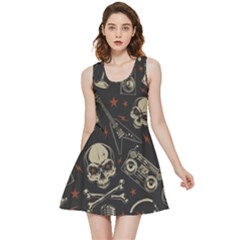 Grunge Seamless Pattern With Skulls Inside Out Reversible Sleeveless Dress by Bedest