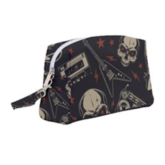 Grunge Seamless Pattern With Skulls Wristlet Pouch Bag (medium) by Bedest