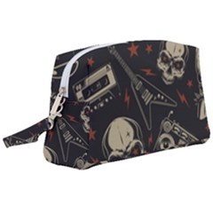 Grunge Seamless Pattern With Skulls Wristlet Pouch Bag (large) by Bedest