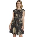 Grunge Seamless Pattern With Skulls Cap Sleeve High Waist Dress View1