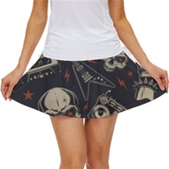 Grunge Seamless Pattern With Skulls Women s Skort by Bedest